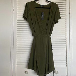 Olive Green Wrap Dress (Size Large)